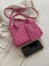 Neon Pink Stitch Detail Double Handle Square Bag With Coin Purse