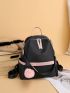 Pom Pom Decor Colorblock Functional Backpack