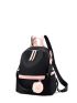 Pom Pom Decor Colorblock Functional Backpack