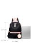 Pom Pom Decor Colorblock Functional Backpack