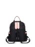 Pom Pom Decor Colorblock Functional Backpack