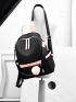 Pom Pom Decor Colorblock Functional Backpack