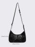 Studded Decor Zipper Baguette Bag