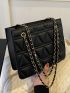 Quilted Detail Chain Square Bag