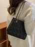 Quilted Detail Chain Square Bag