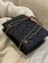 Quilted Detail Chain Square Bag