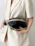 Chain Decor Color Block Saddle Bag