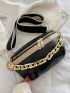 Chain Decor Color Block Saddle Bag