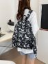 Butterfly Print Patch Detail Functional Backpack With Pencil Case