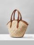 Contrast Binding Detail Shoulder Tote Bag