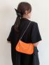 Neon Orange Chain Baguette Bag