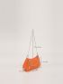 Neon Orange Chain Baguette Bag