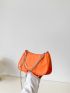 Neon Orange Chain Baguette Bag