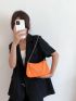 Neon Orange Chain Baguette Bag