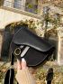 Metal O-Ring Decor Flap Saddle Bag