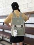 Release Buckle Decor Flap Backpack With Bag Charm