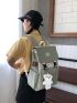 Release Buckle Decor Flap Backpack With Bag Charm