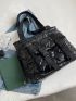 Quilted Release Buckle Decor Shoulder Tote Bag