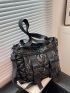 Quilted Release Buckle Decor Shoulder Tote Bag