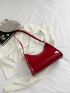 Artificial Patent Leather Minimalist Baguette Bag