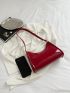 Artificial Patent Leather Minimalist Baguette Bag