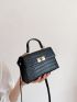 Mini Crocodile Embossed Twist Lock Flap Square Bag