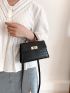 Mini Crocodile Embossed Twist Lock Flap Square Bag