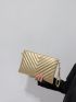 Artificial Patent Leather Metallic Chevron Square Bag