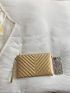 Artificial Patent Leather Metallic Chevron Square Bag