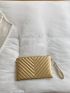 Artificial Patent Leather Metallic Chevron Square Bag