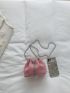 Mini Faux Pearl Decor Chain Corduroy Bucket Bag