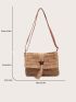 Star & Tassel Decor Flap Straw Bag