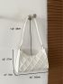 Artificial Patent Leather Embossed Detail Baguette Bag