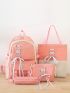 4pcs Lace Up & Release Buckle Decor Functional Backpack Set