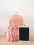 4pcs Lace Up & Release Buckle Decor Functional Backpack Set