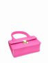 Mini Neon Pink Push Lock Flap Square Bag