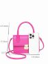 Mini Neon Pink Push Lock Flap Square Bag