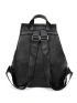 Litchi Embossed Horsebit Decor Flap Backpack