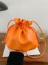 Neon Orange Drawstring Design Bucket Bag