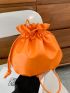 Neon Orange Drawstring Design Bucket Bag