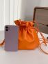 Neon Orange Drawstring Design Bucket Bag