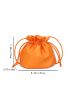 Neon Orange Drawstring Design Bucket Bag