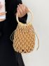 Mini Drawstring Design Double Handle Bucket Bag