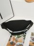 Medium Fanny Pack Zip Front Black Minimalist Waterproof