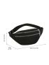 Medium Fanny Pack Zip Front Black Minimalist Waterproof