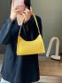 Neon Yellow Crocodile Embossed Baguette Bag