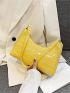 Neon Yellow Crocodile Embossed Baguette Bag