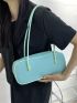 Neon Blue Litchi Embossed Square Bag