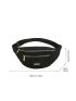 Metal Decor Zipper Waist Bag