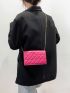 Mini Neon Pink Embossed Detail Flap Square Bag